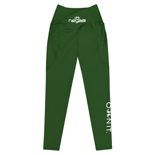 Emerald Crossover Leggings with pockets