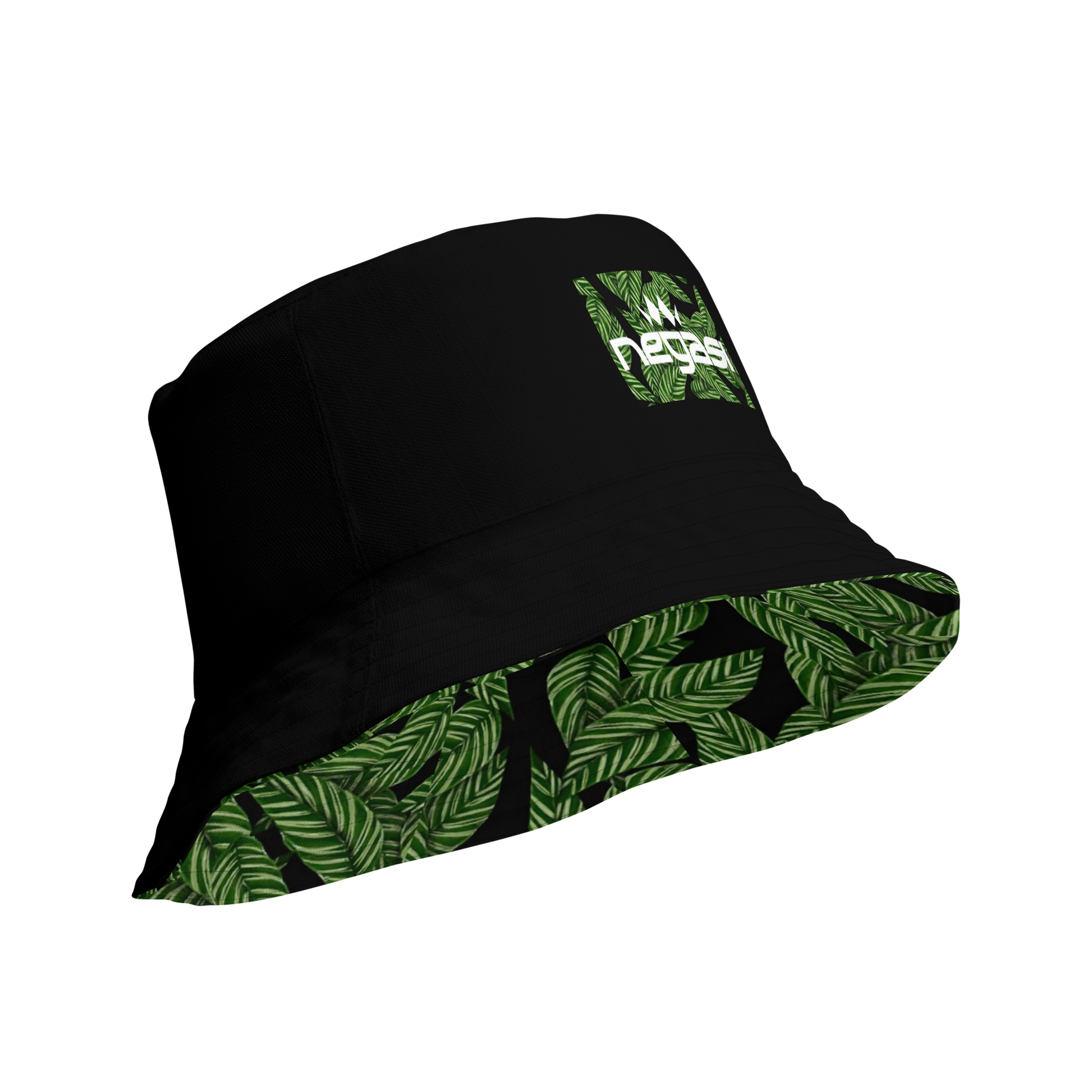 Leaf / Black Reversible Bucket Hat